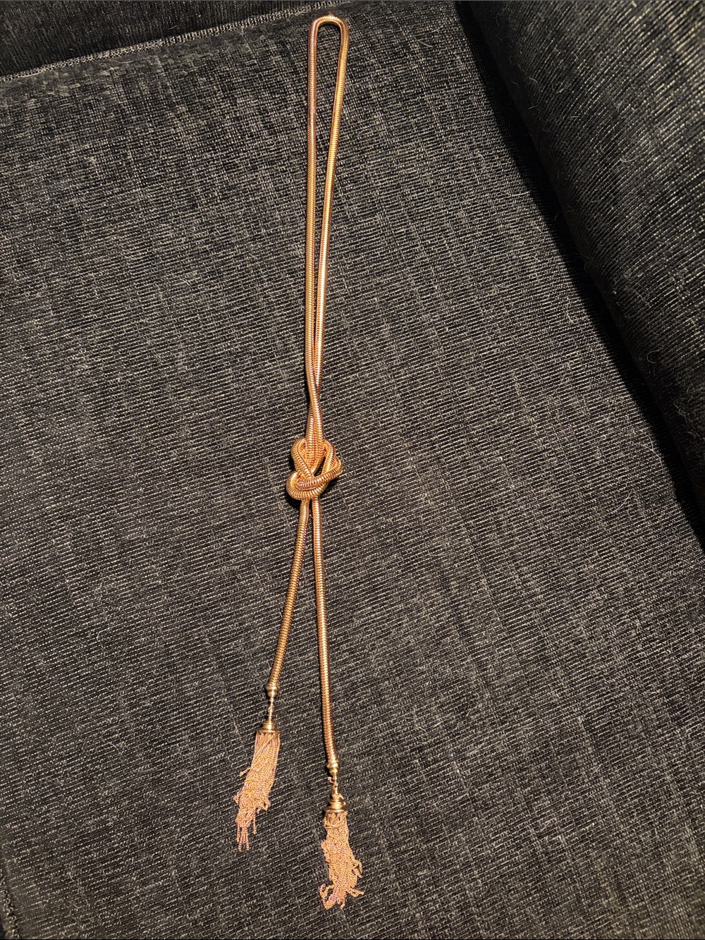 Retired Kendra Scott Presleigh Rose Gold Love Knot Tassel Lariat Necklace